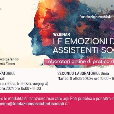 Tornano le emozioni degli assistenti sociali: 1 e 8 ottobre