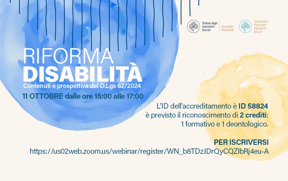 RIFORMA DISABILITA’: ne parliamo su ZOOM l’11