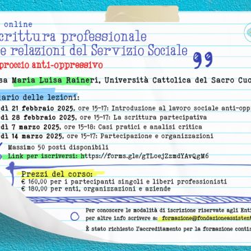 SCRIVERE CON… da febbraio torna il corso per assistenti sociali e non solo